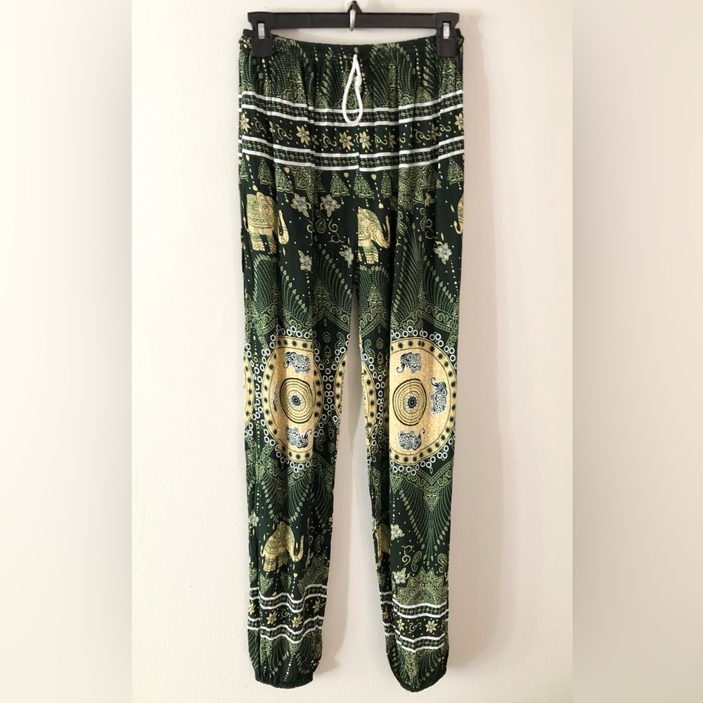 Boho Elephant Print Cotton Harem Pants Loungewear Festival